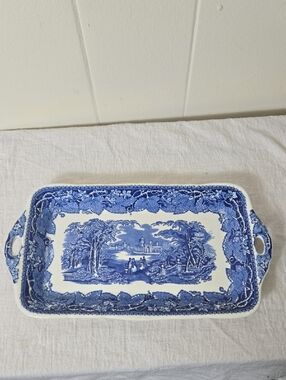 Blue and White Decorative Ceramic Serving Tray